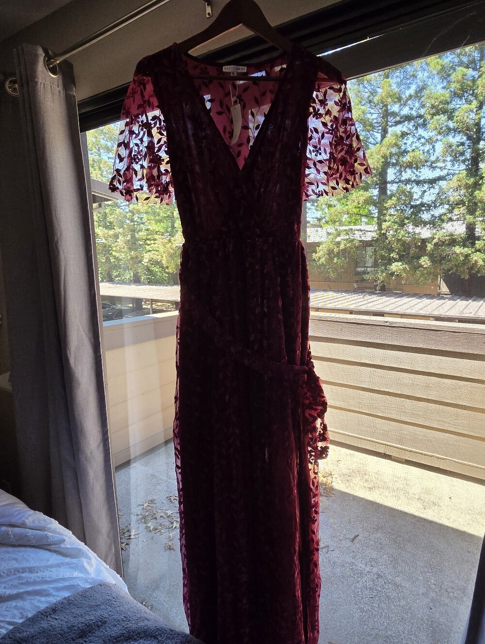 Baltic Born Burgundy Embroidered Maxi Dress in Size XL, New With Tags